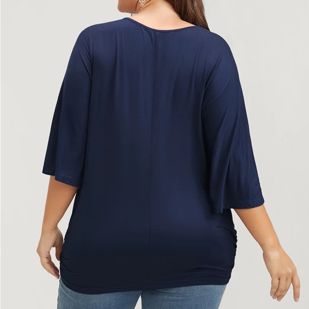 Bloomchic Solid Gathered Button Dolman Sleeve Wra… - image 5